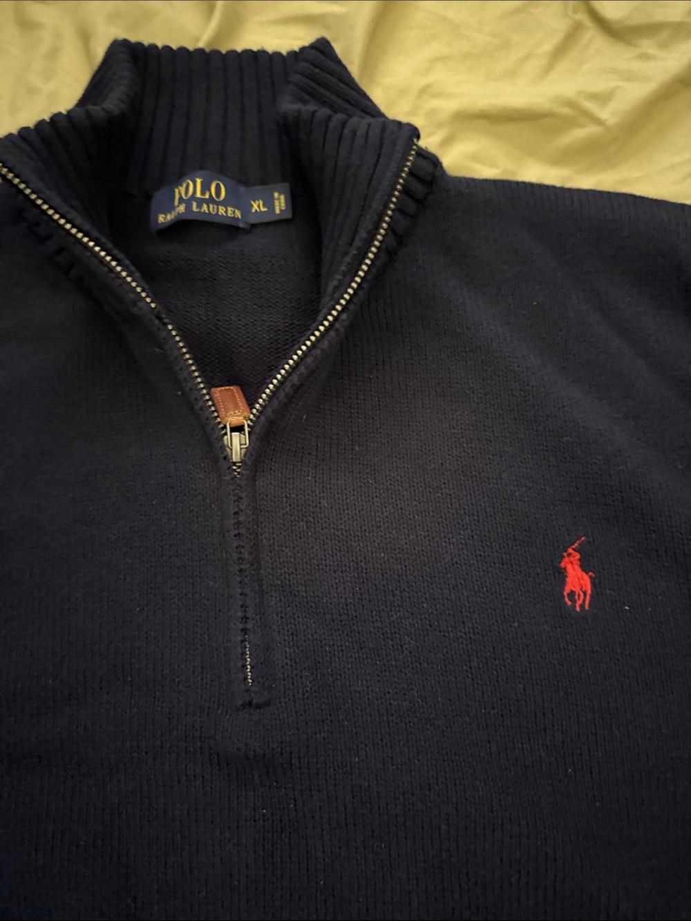 Polo by Ralph Lauren Navy Half-Zip Sweater with Red Pony